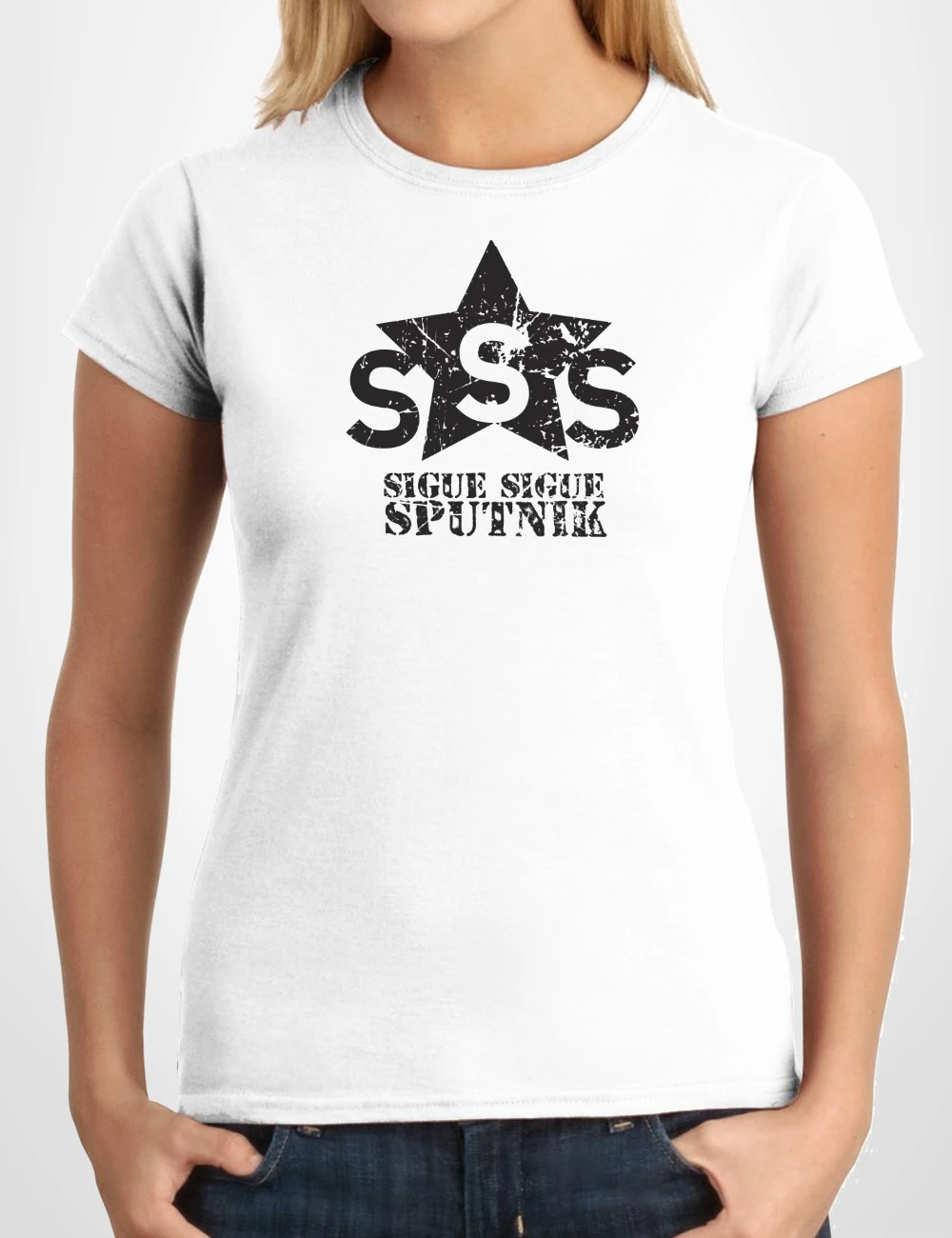 530 SIGUE SIGUE SPUTNIK CAMISETA CHICA BLANCO A