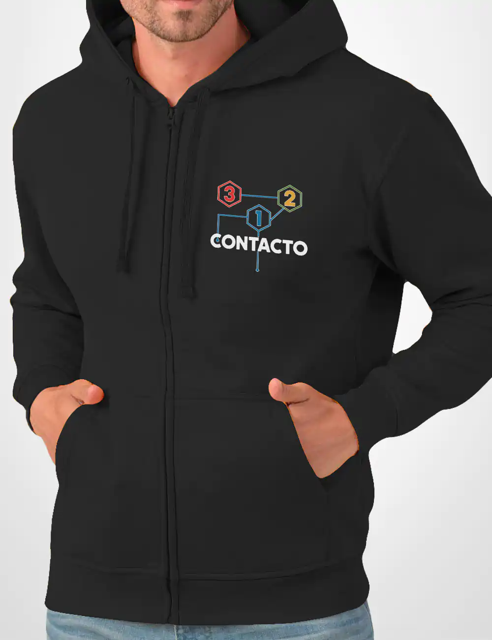 590 CONTACTO SUDADERA CREMALLERA NEGRO FRONT A